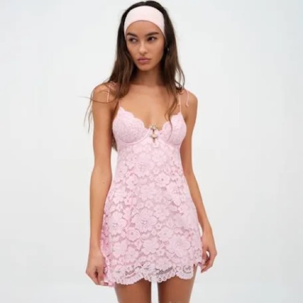 For love & lemons creamsicle lace slip dress